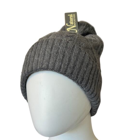 New ~ NATURAL REFLECTIONS ~ Cable Knit Pom Beanie for Ladies - Picture 3 of 4
